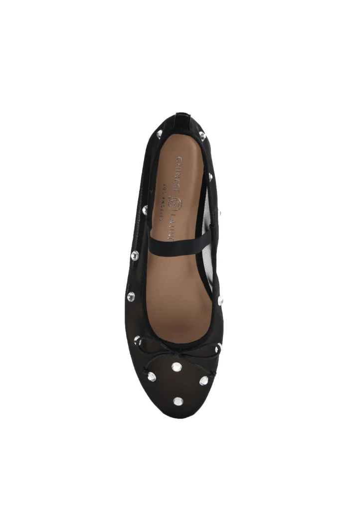 Adette Stone Mesh Flat - Black - Image 2