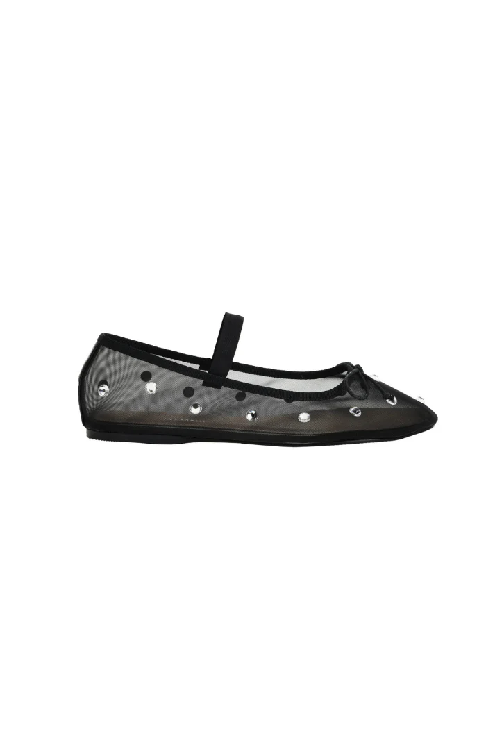 Adette Stone Mesh Flat - Black - Image 5