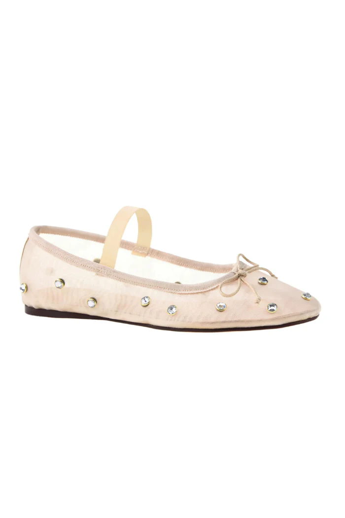 Adette Stone Mesh Flat - Nude