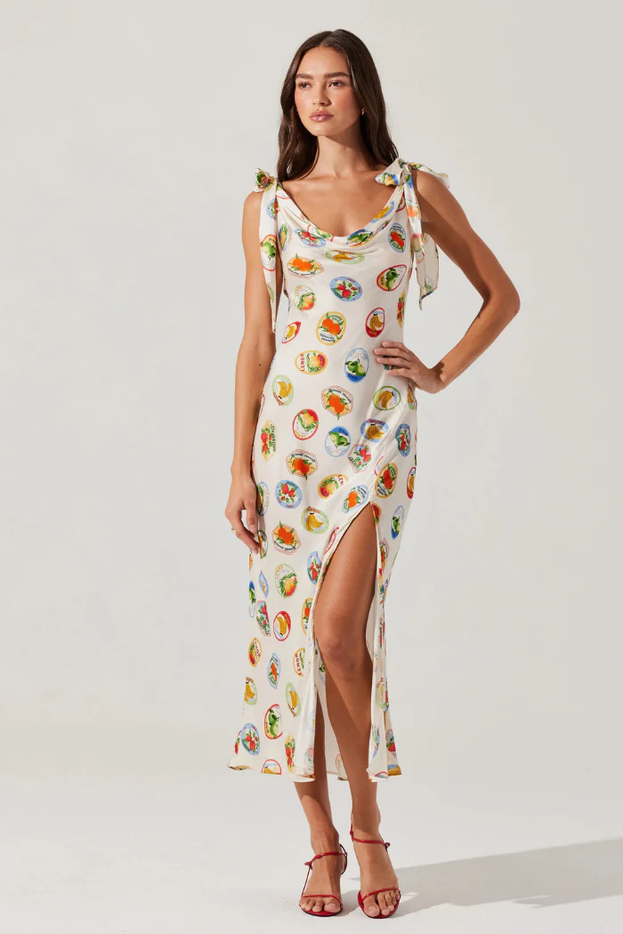 Allexina Satin Cowl Neck Midi Dress - Image 4