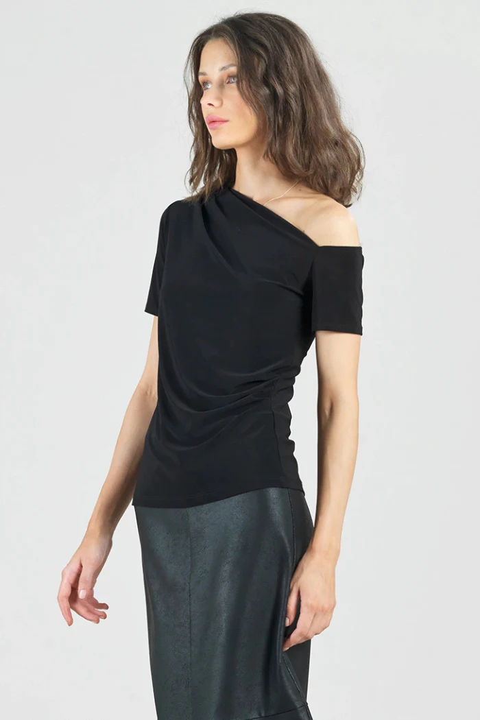Angular Neck Line Soft Knit Short Sleeve Top - Image 8