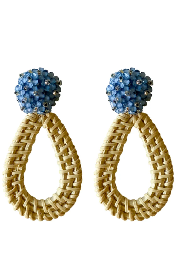 Ava Floral Rattan Teardrop Earrings - Image 2