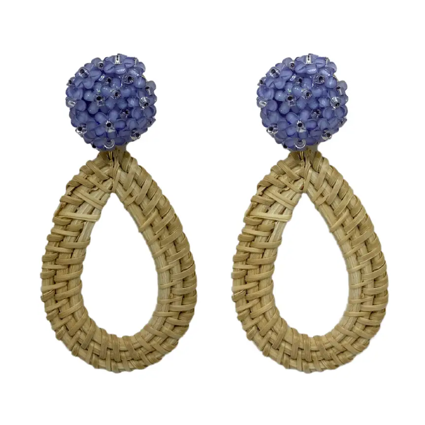 Ava Floral Rattan Teardrop Earrings - Image 4
