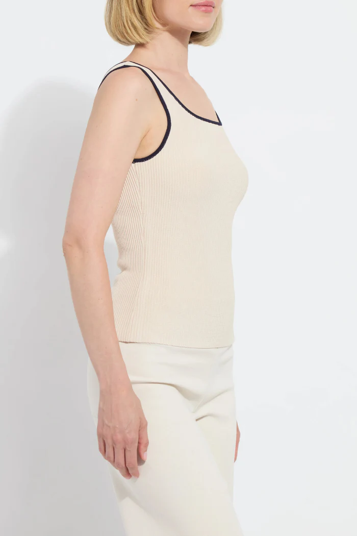 Avril Sculpting Tank - Oat/True Navy - Image 2