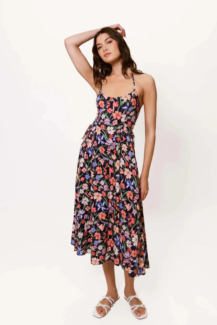 Bambi Floral Midi Sun Dress - Vibrant Botanical Slip - Image 2