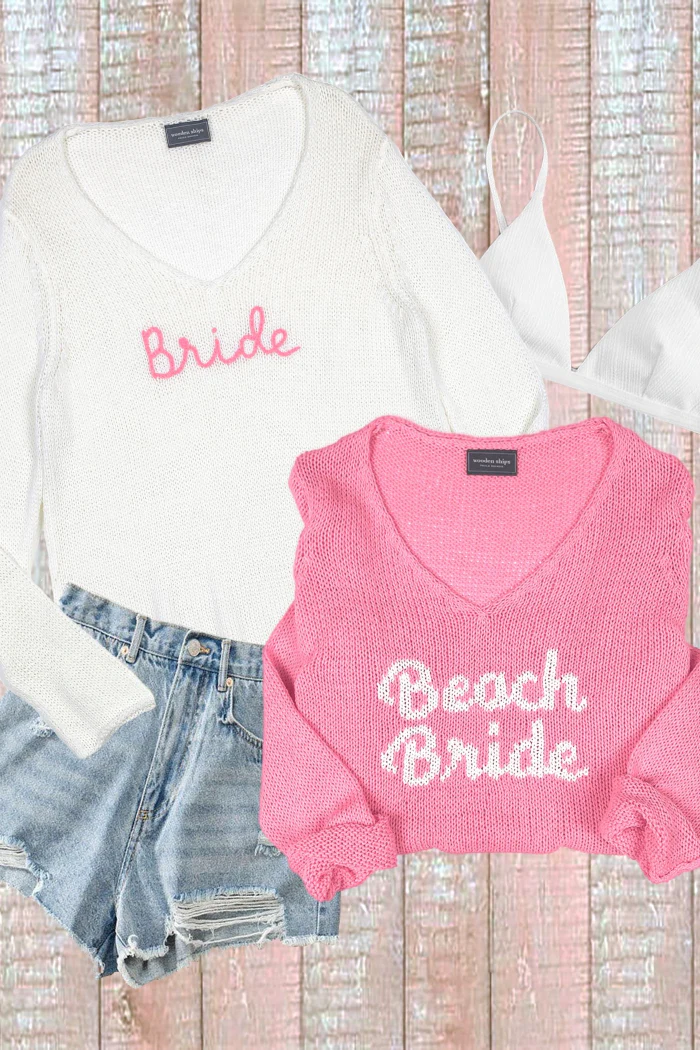 Wooden Ships Beach Bride Cotton Knit V-Neck Sweater - Image 10