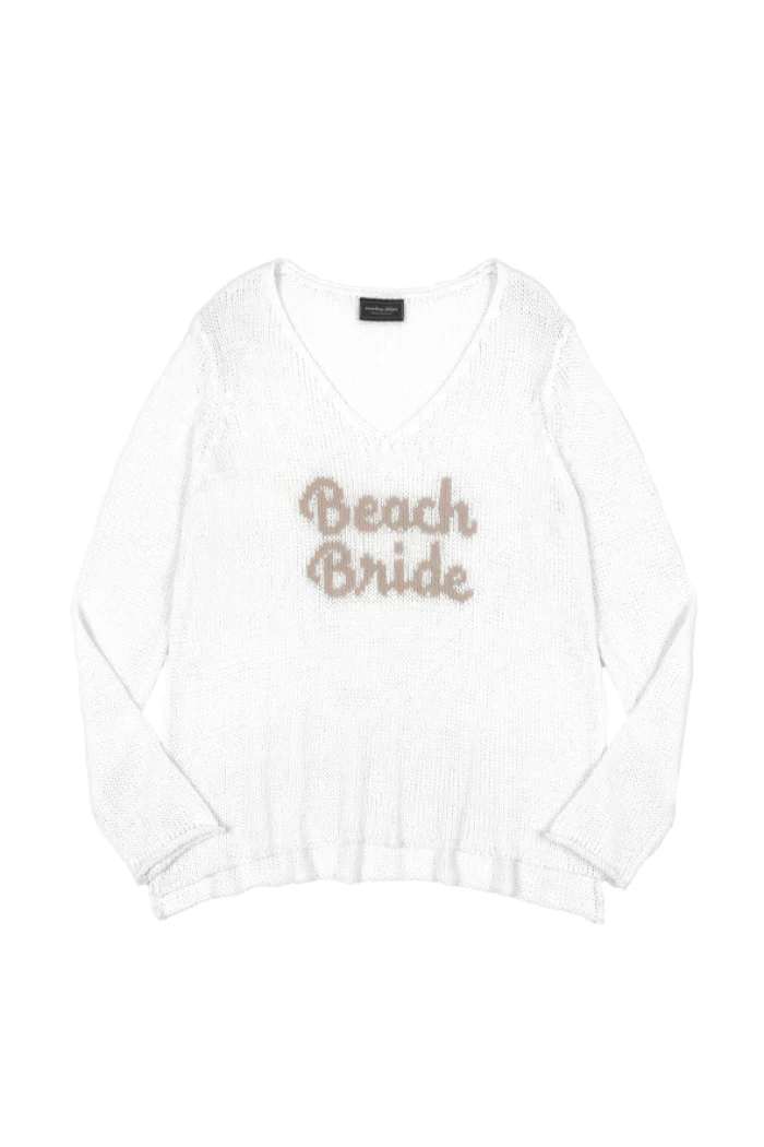 Wooden Ships Beach Bride Cotton Knit V-Neck Sweater - Image 4