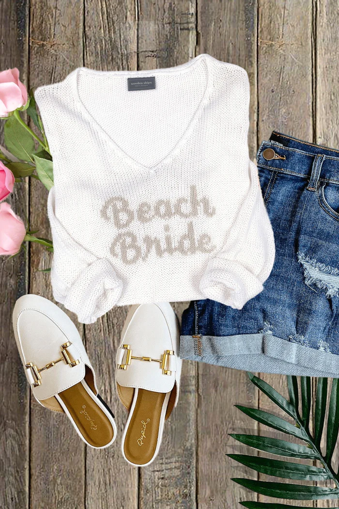 Wooden Ships Beach Bride Cotton Knit V-Neck Sweater - Image 5
