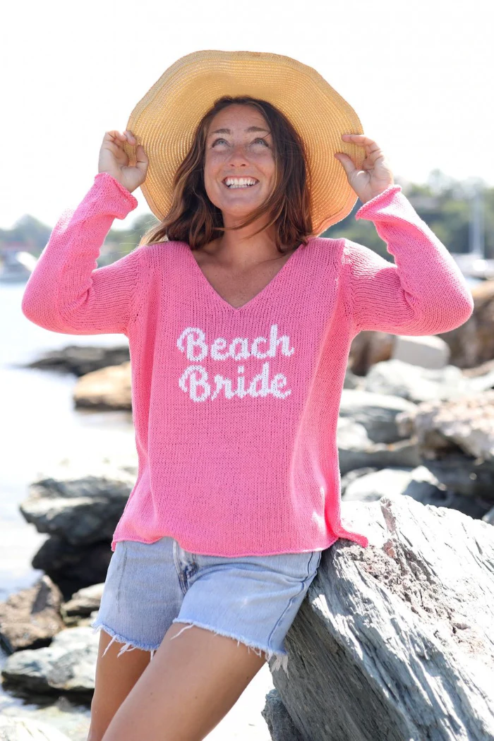 Wooden Ships Beach Bride Cotton Knit V-Neck Sweater - Image 6