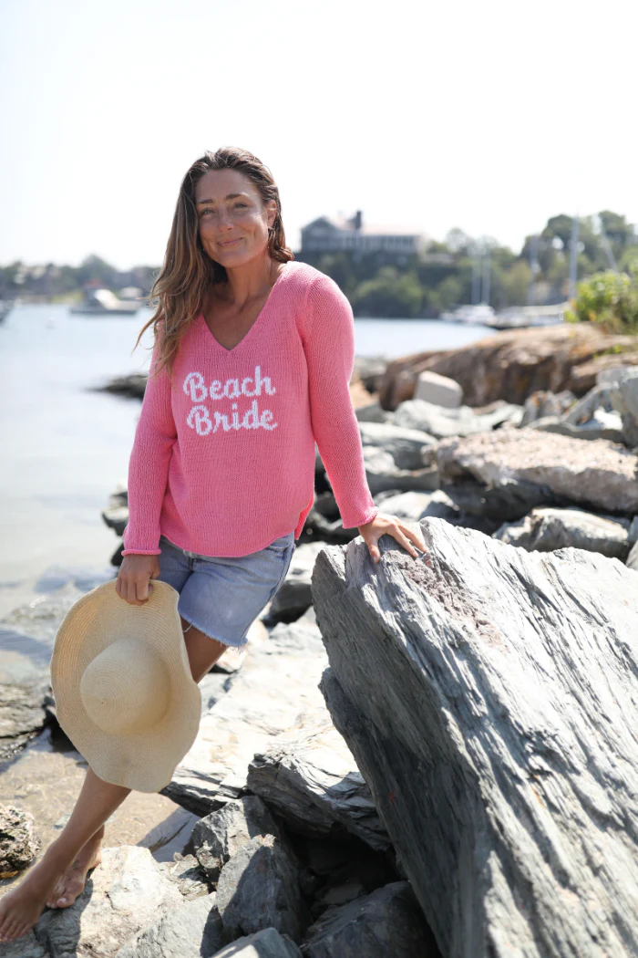 Wooden Ships Beach Bride Cotton Knit V-Neck Sweater - Image 7