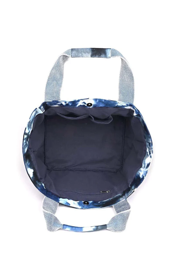 Ocean Blue Tie Dye Beach Tote - Boho Summer Vacation Bag - Image 5