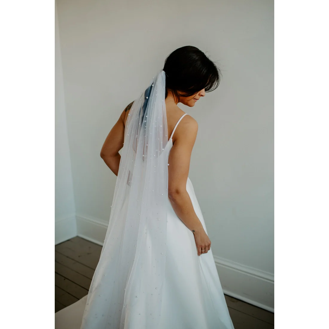 Beaded Pearl Wedding Veil - Image 2