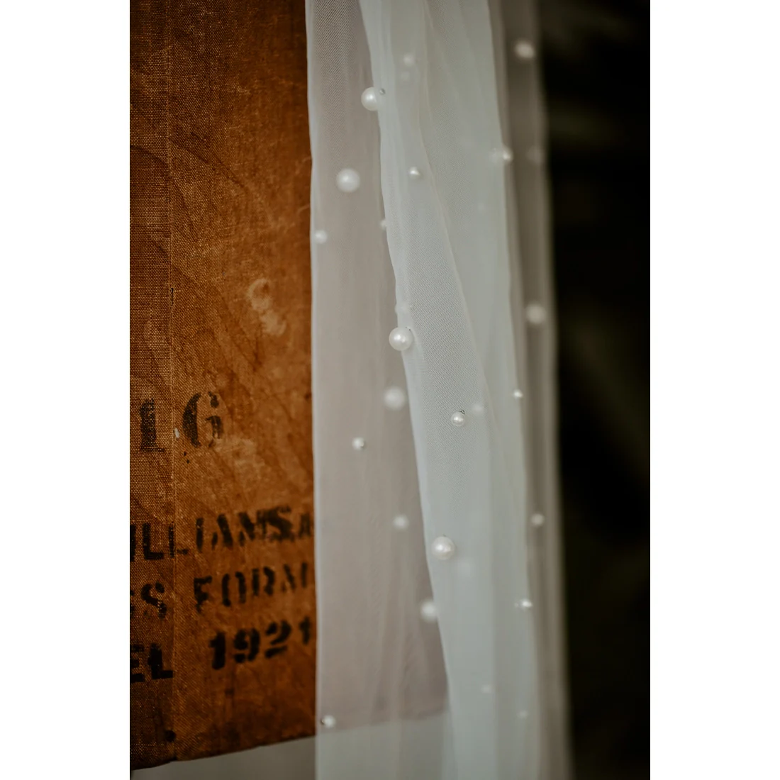 Beaded Pearl Wedding Veil - Image 4