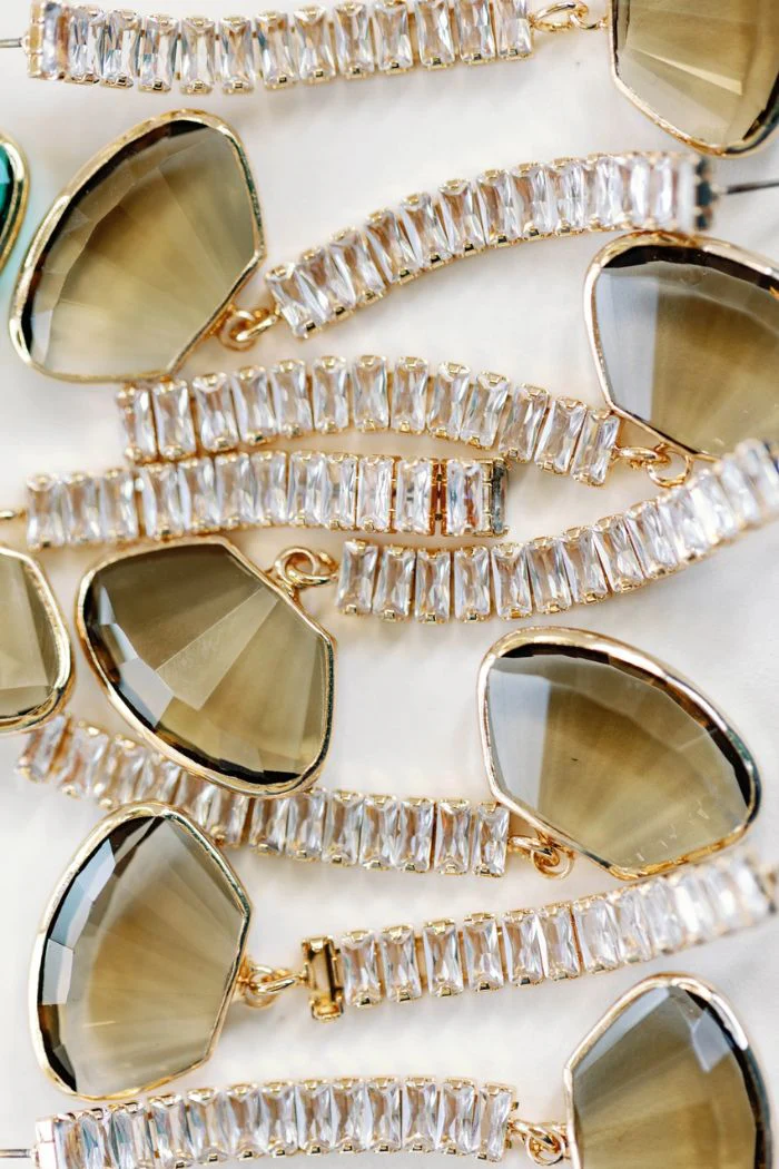 Brown Swingy Crystal Drop Fall Earrings