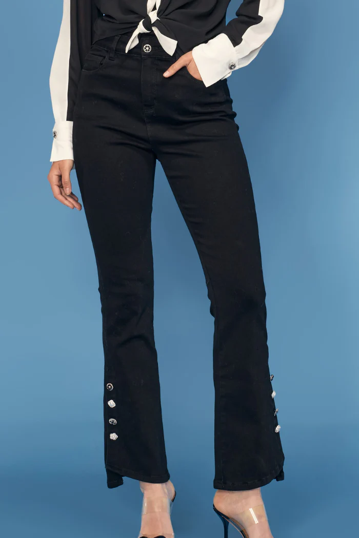 Button Trim Detail Jeans - Image 2