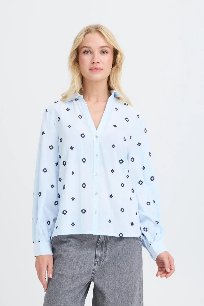 BYFabienne Embroidered Geometric Button-Front Shirt