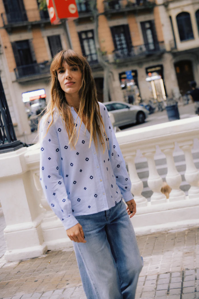 BYFabienne Embroidered Geometric Button-Front Shirt - Image 10