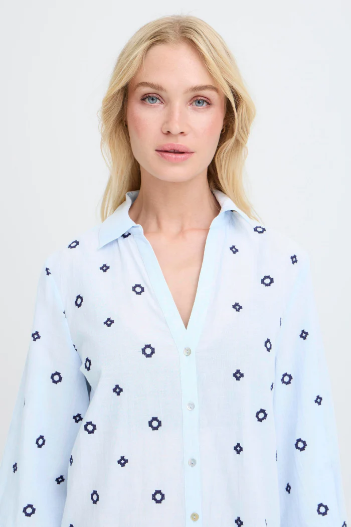 BYFabienne Embroidered Geometric Button-Front Shirt - Image 2