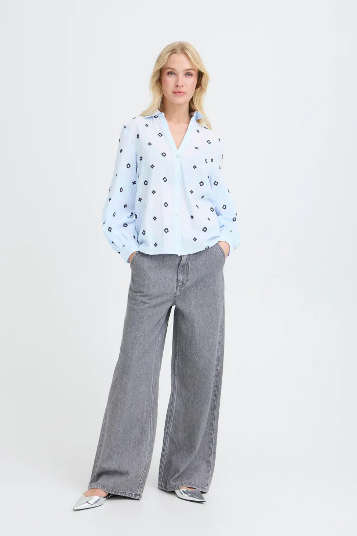 BYFabienne Embroidered Geometric Button-Front Shirt - Image 3