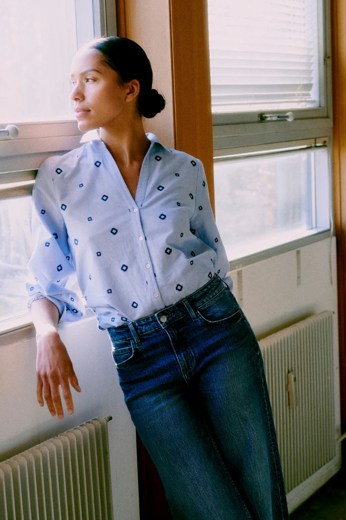 BYFabienne Embroidered Geometric Button-Front Shirt - Image 9