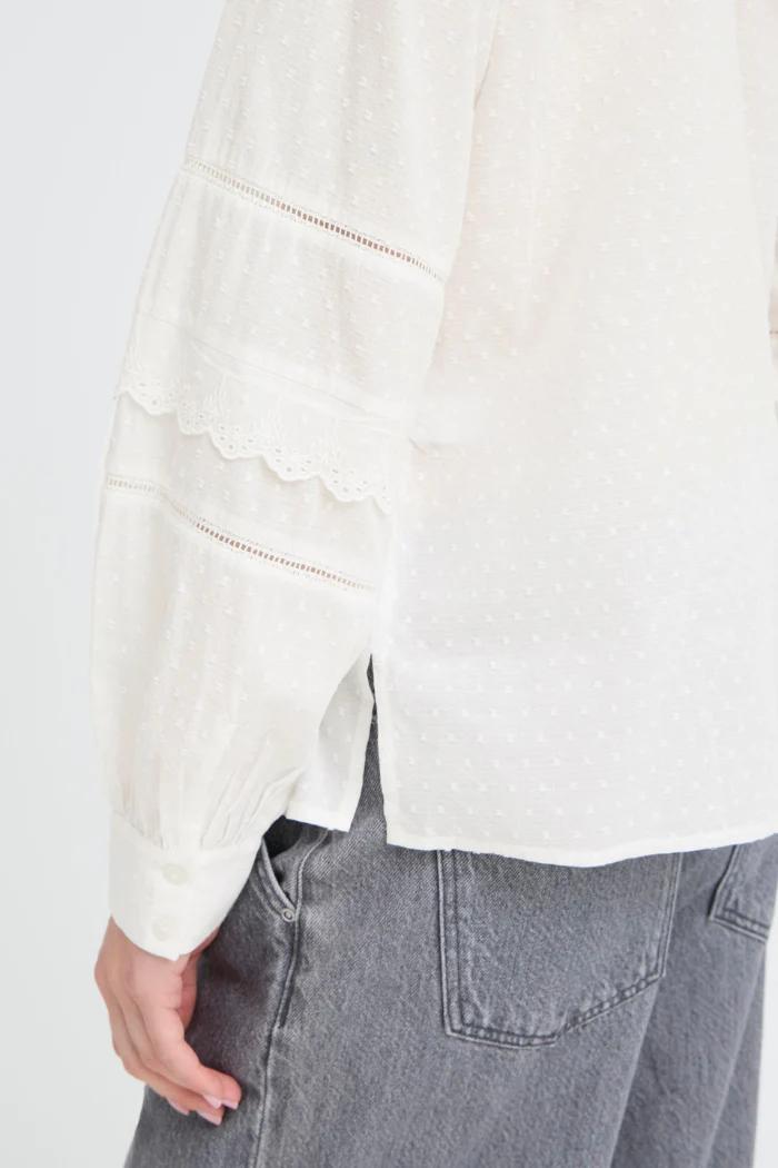 BYJassi Ivory Scalloped V-Neck Blouse - Image 5