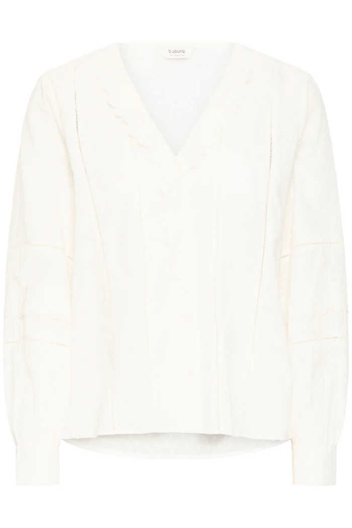 BYJassi Ivory Scalloped V-Neck Blouse - Image 6