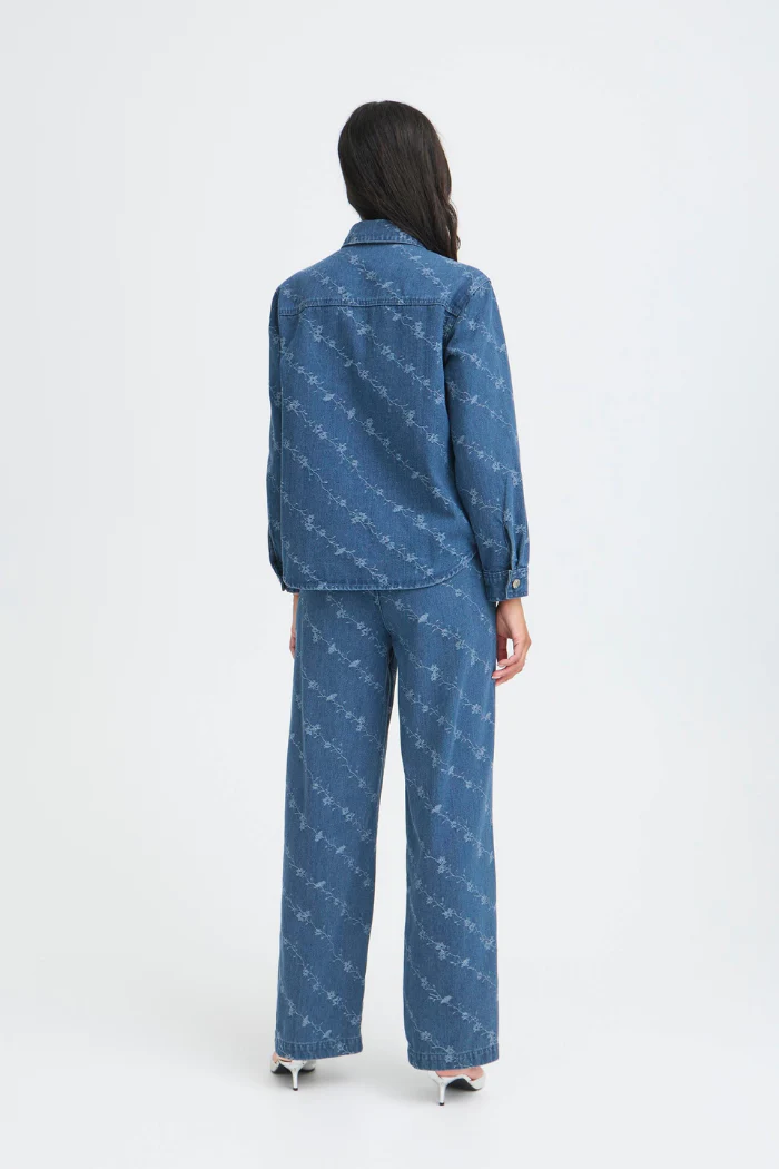 BYKanio Floral Embroidered Denim Shirt - Image 4