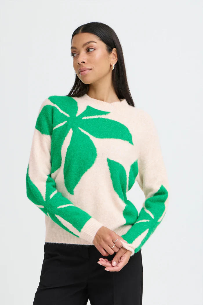 BYOmea Graphic Flower Knit Sweater
