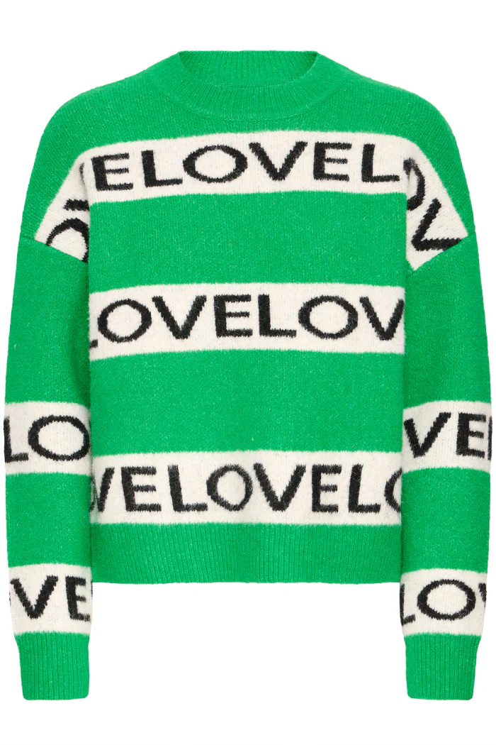 BYOmea Green Striped "LOVE" Sweater - Image 3