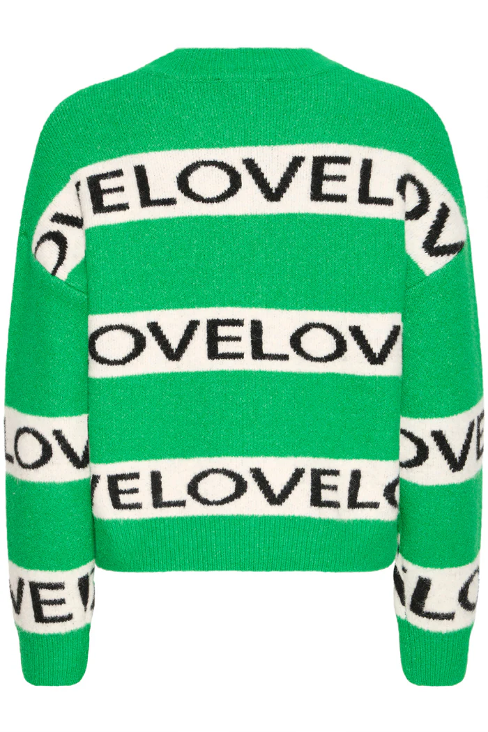 BYOmea Green Striped "LOVE" Sweater - Image 4