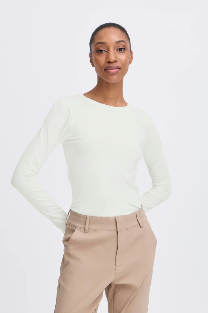BYPamila Long Sleeve Jersey Tee - Off White