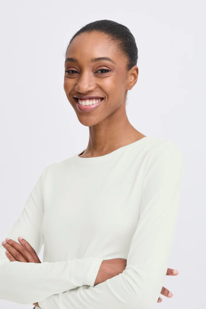 BYPamila Long Sleeve Jersey Tee - Off White - Image 2