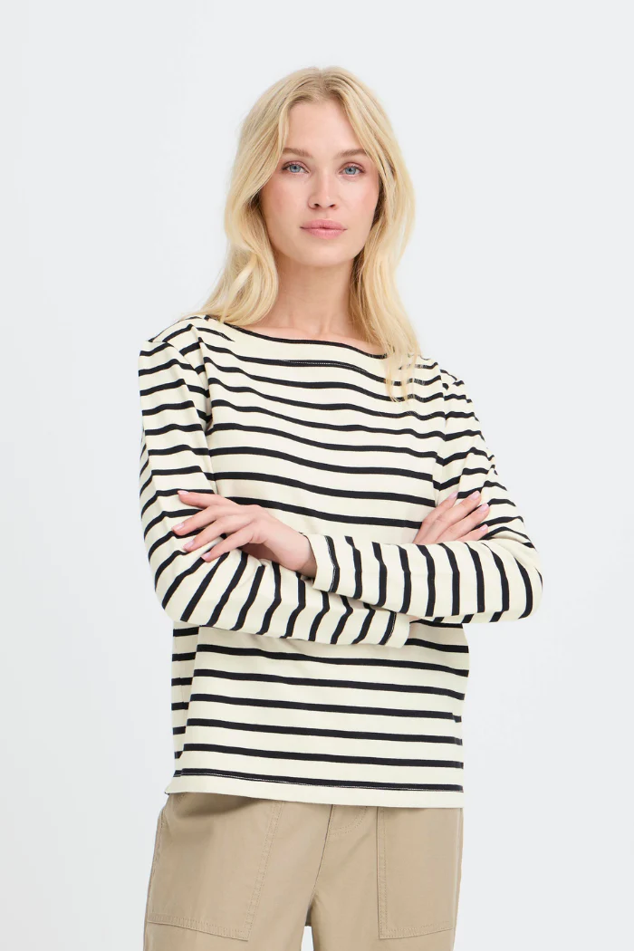 BYSaima Striped Boatneck Long Sleeve Tee