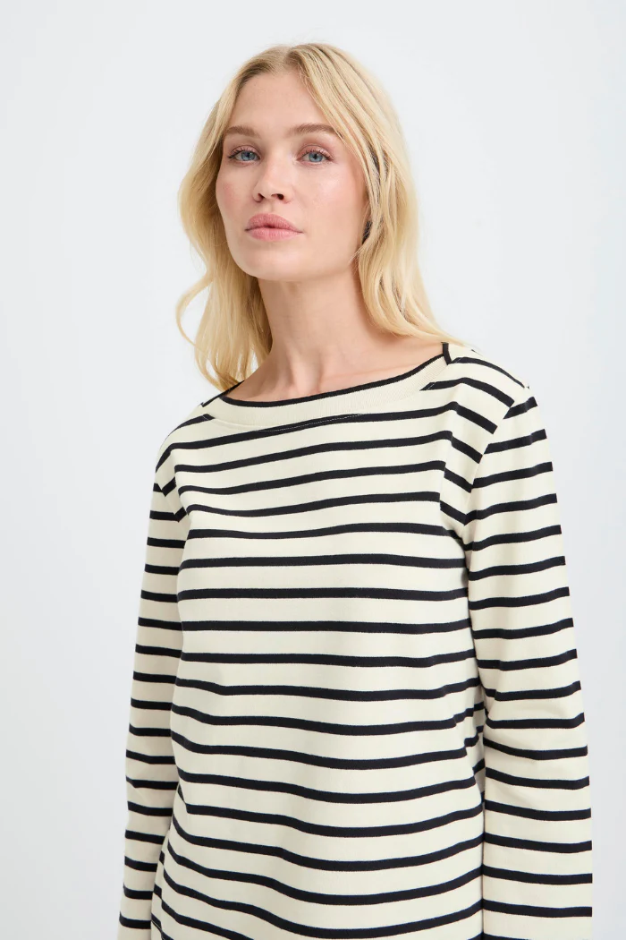 BYSaima Striped Boatneck Long Sleeve Tee - Image 2