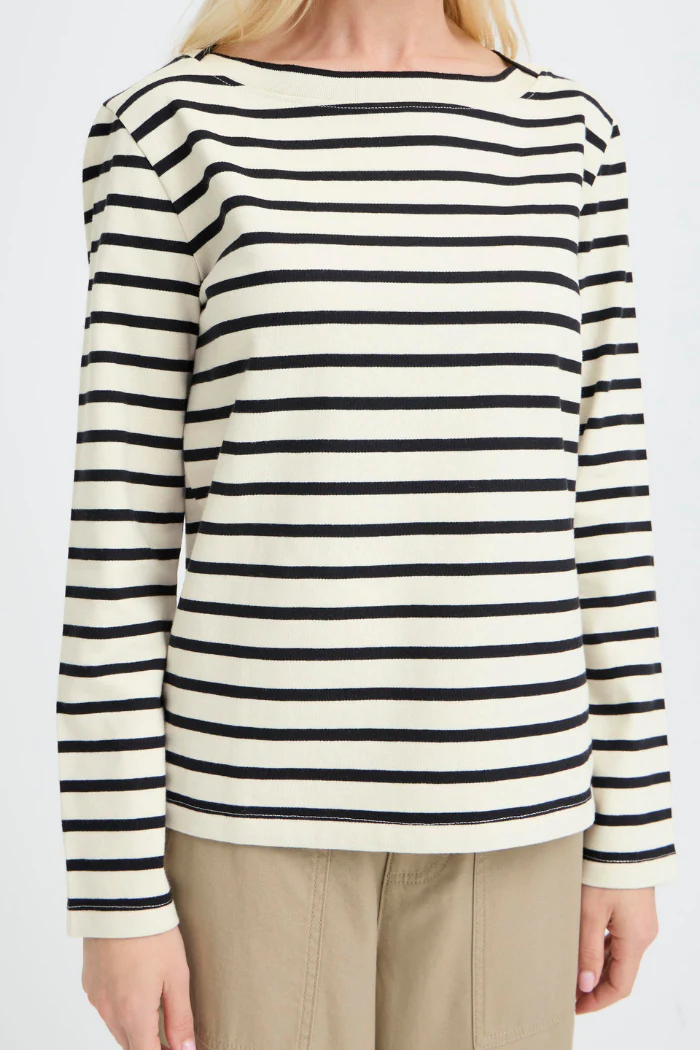 BYSaima Striped Boatneck Long Sleeve Tee - Image 3