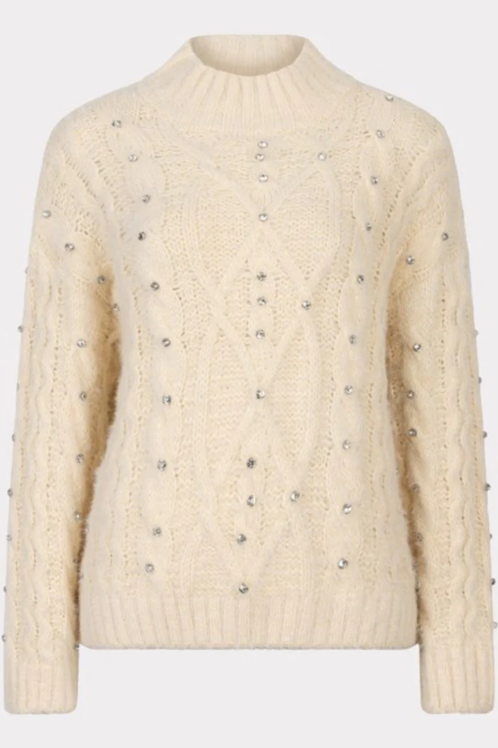 Cable Sweater with Crystal Embellishment - Image 4