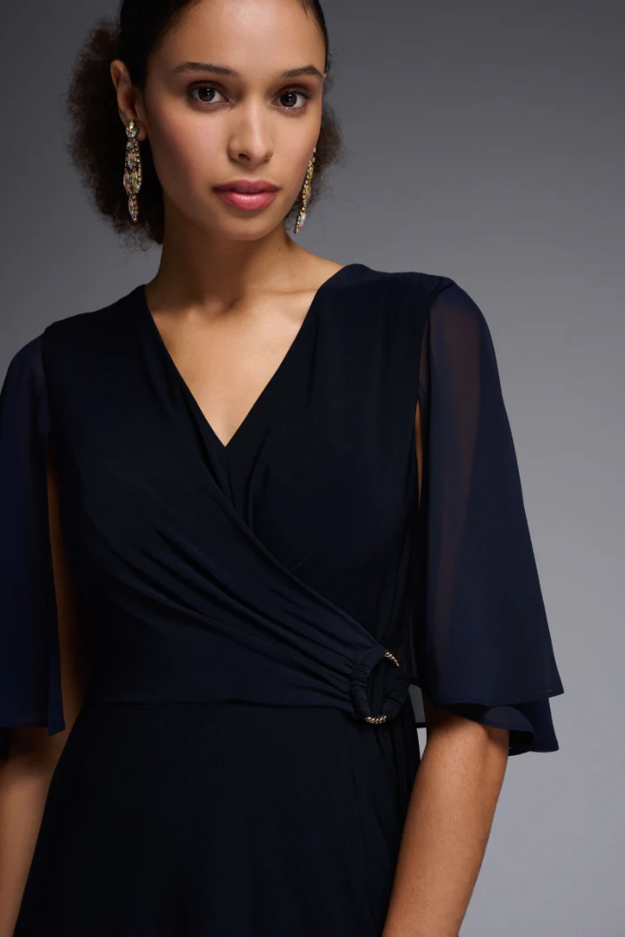 Capelet Sleeve Chiffon Dress - Image 2