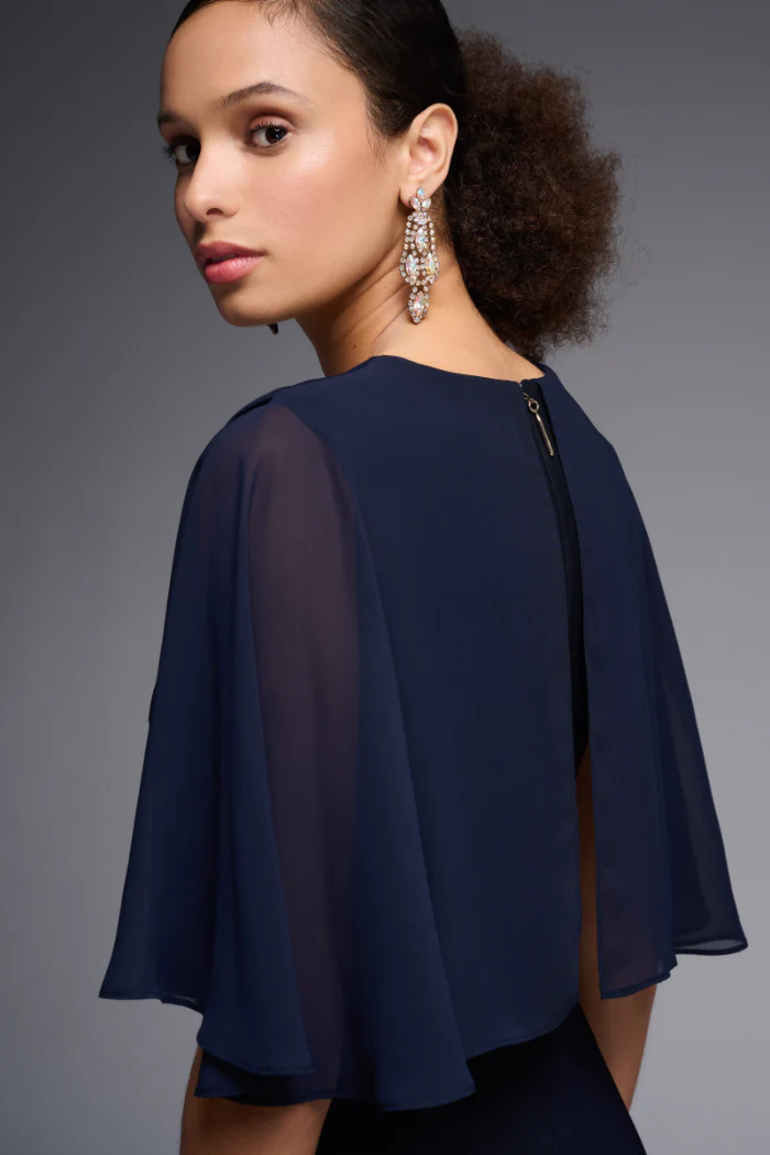 Capelet Sleeve Chiffon Dress - Image 3