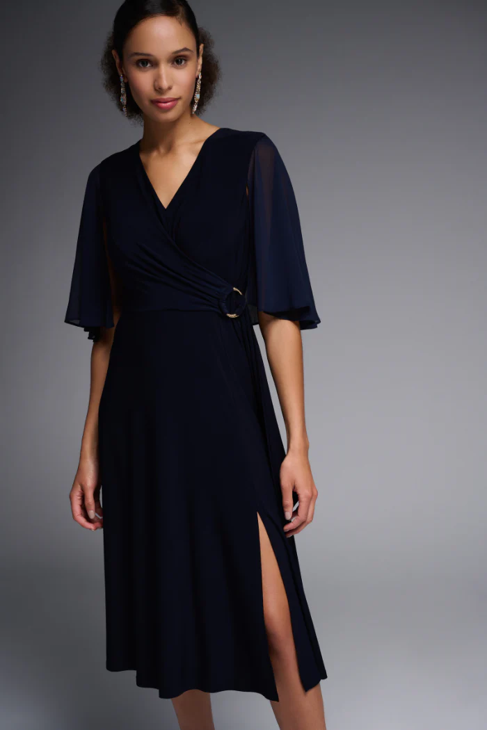 Capelet Sleeve Chiffon Dress - Image 4