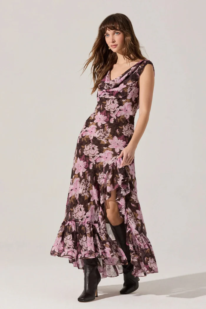 Cecilia Floral Cowl Neck Maxi Dress - Image 6