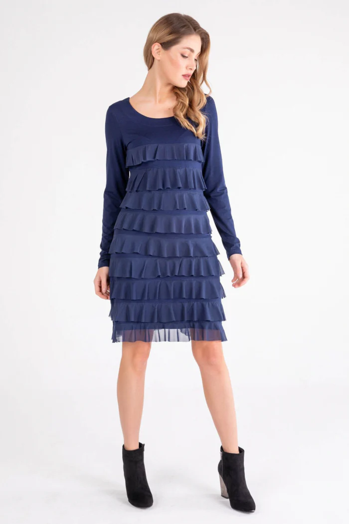 Mesh Long Sleeve Cha Cha Dress