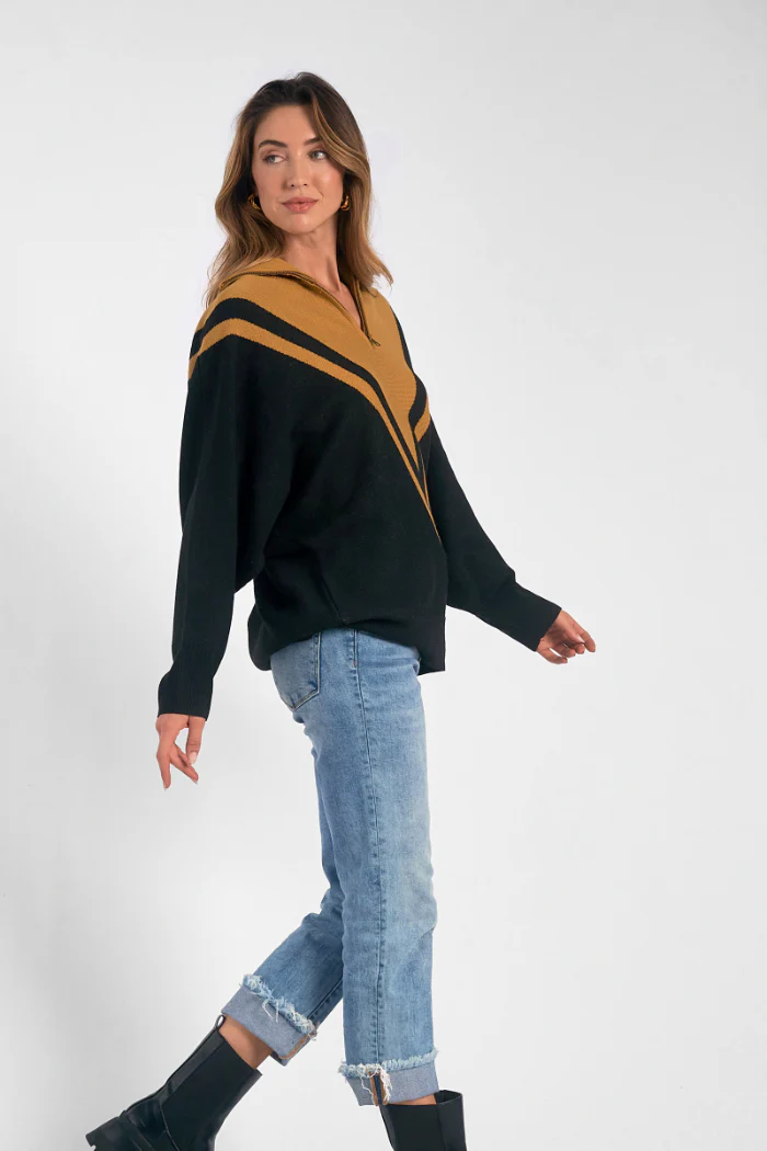 Chevron Quarter Zip Sweater - Image 2