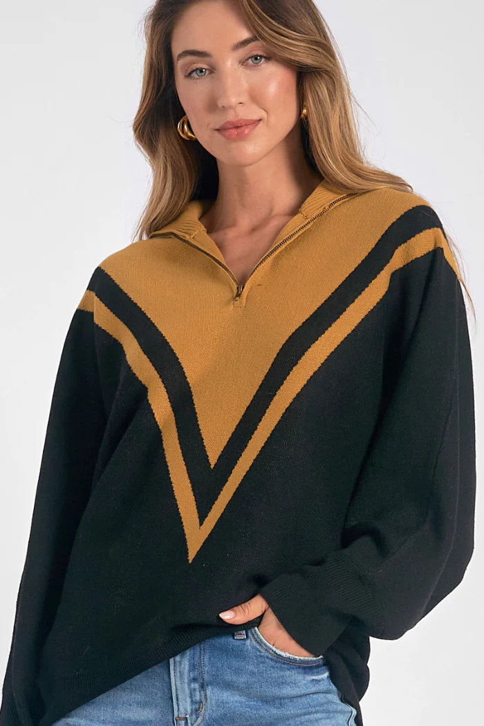Chevron Quarter Zip Sweater - Image 3
