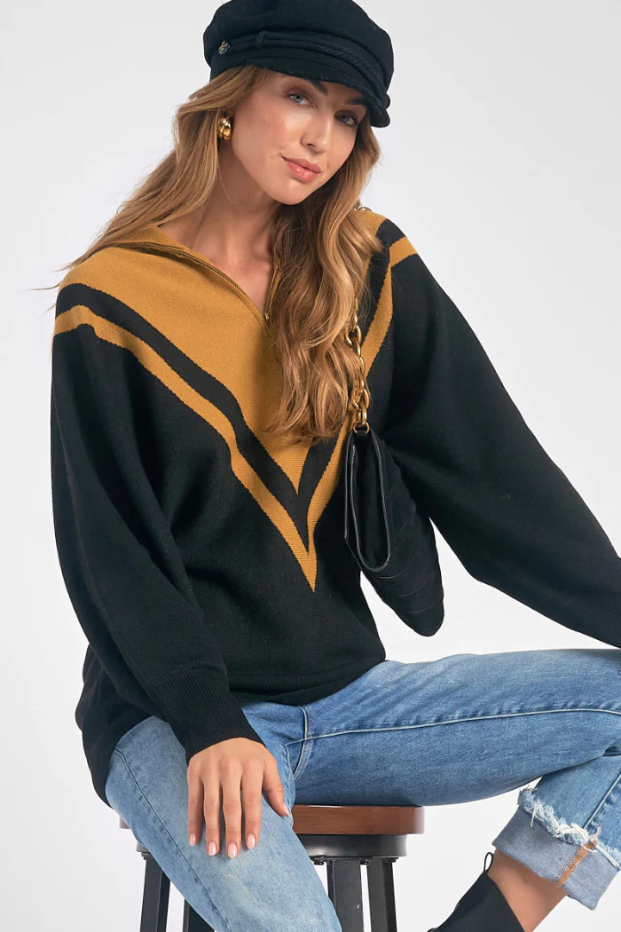 Chevron Quarter Zip Sweater - Image 5