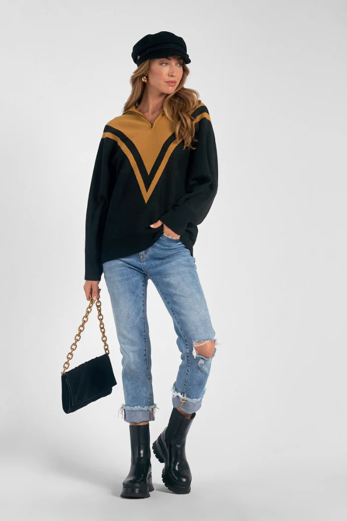 Chevron Quarter Zip Sweater - Image 6