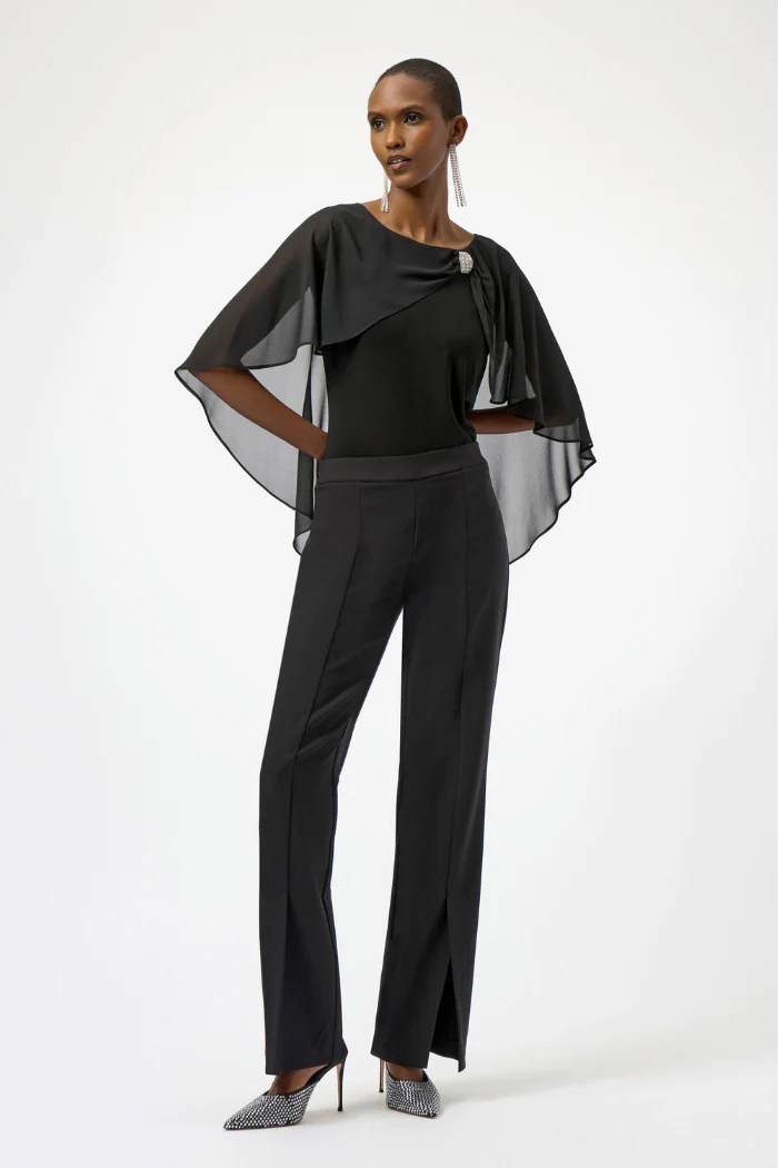 Chiffon and Silky Knit Cape Top - Image 2
