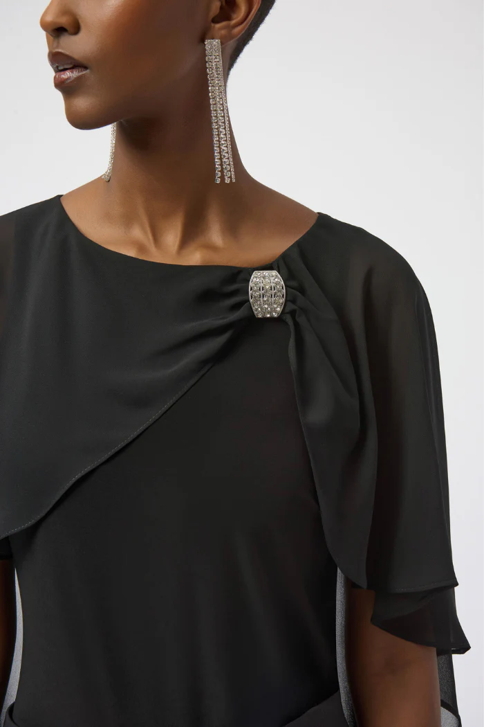 Chiffon and Silky Knit Cape Top - Image 3