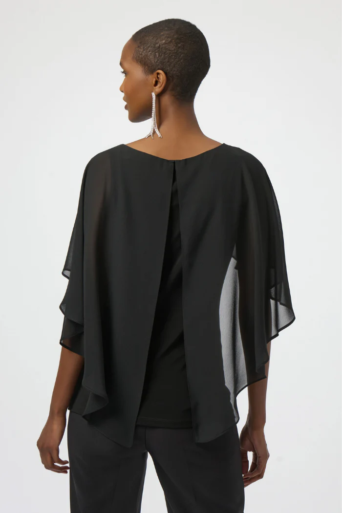 Chiffon and Silky Knit Cape Top - Image 4
