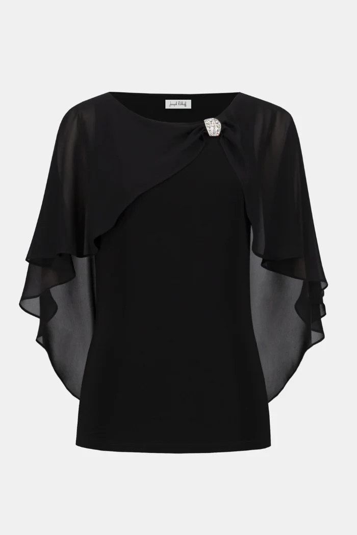 Chiffon and Silky Knit Cape Top - Image 5