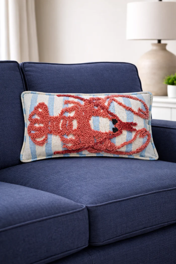 Coastal Lobster Tufted Hook Pillow